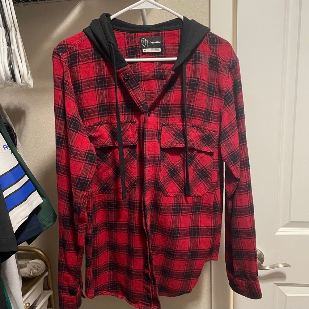Original Use Red and Black Checkered Hoodie